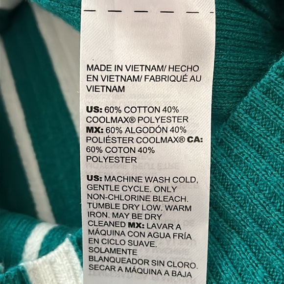 Chicos Tunic Asymetrical Sweater XL Stripe Green Ribbed Knit Mature Artsy - Picture 4 of 10